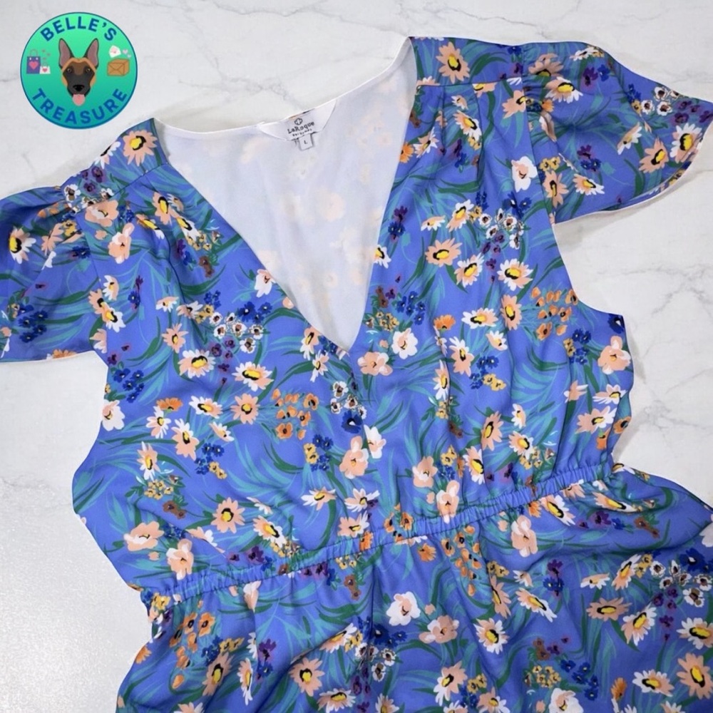 Laroque Dress Large Blue Monroe Midi Boho Cottagecore Floral Fairy Peasant $358‎